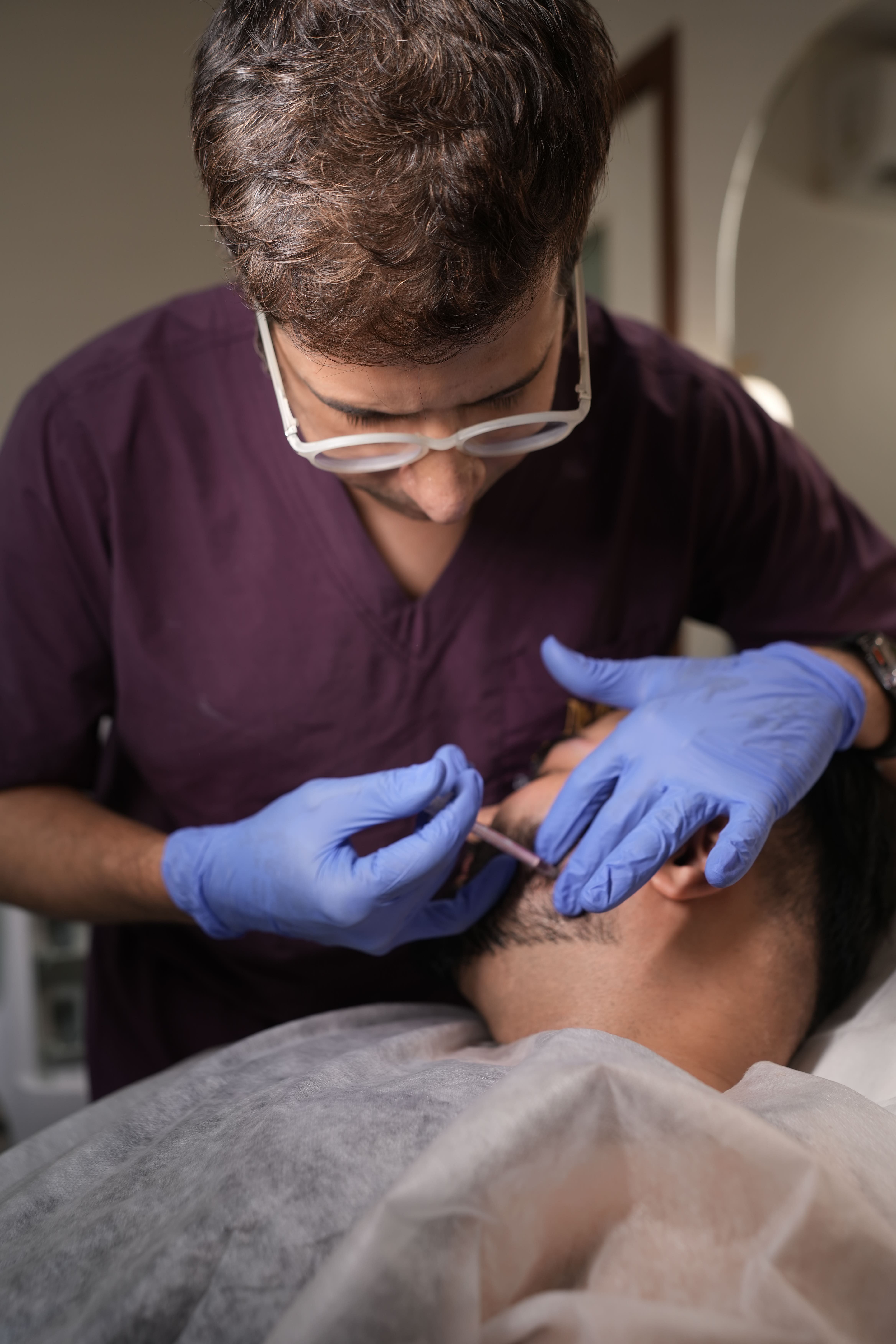 Treatment in progress at MK Aesthetics, Juhu